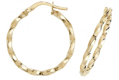 9ct Yellow Gold Twist Hoop Earrings