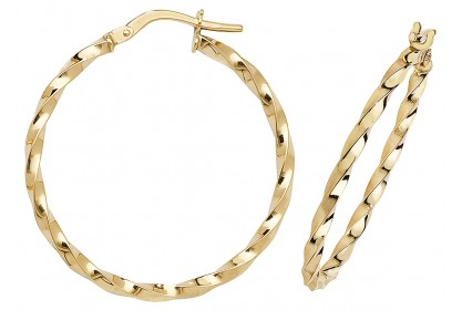 9ct Yellow Gold Twist Hoop Earrings