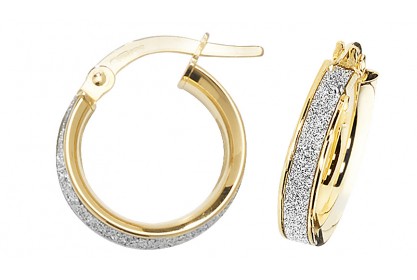 9ct Yellow Gold Stardust Sparkle Hoop Earrings