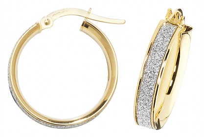 9ct Yellow Gold Stardust Sparkle Hoop Earrings