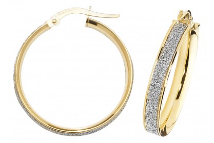 9ct Yellow Gold Stardust Sparkle Hoop Earrings