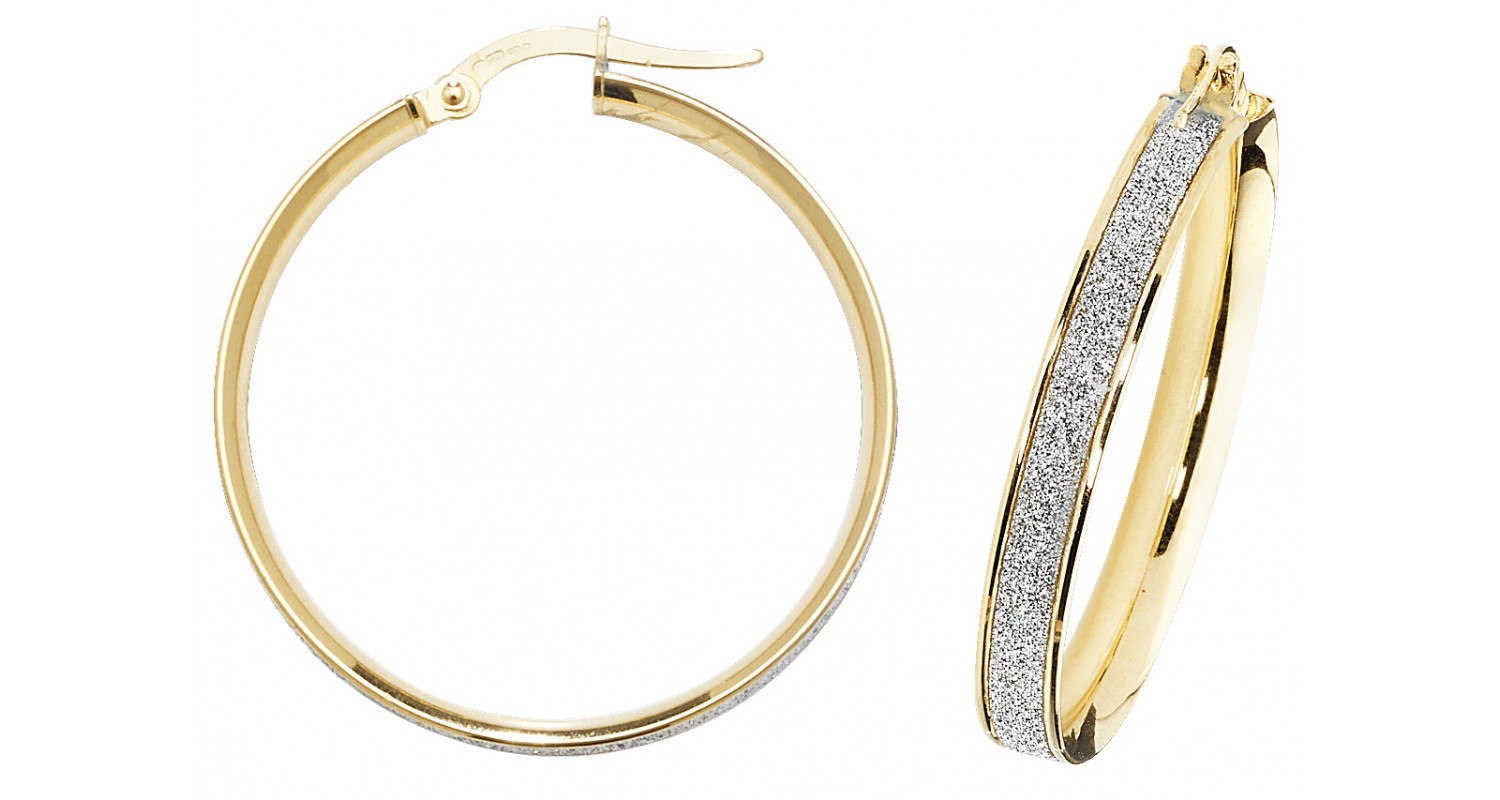 9ct Yellow Gold Stardust Sparkle Hoop Earrings