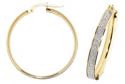 9ct Yellow Gold Stardust Sparkle Hoop Earrings