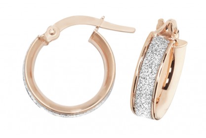 9ct Rose Gold Stardust Sparkle Hoop Earrings