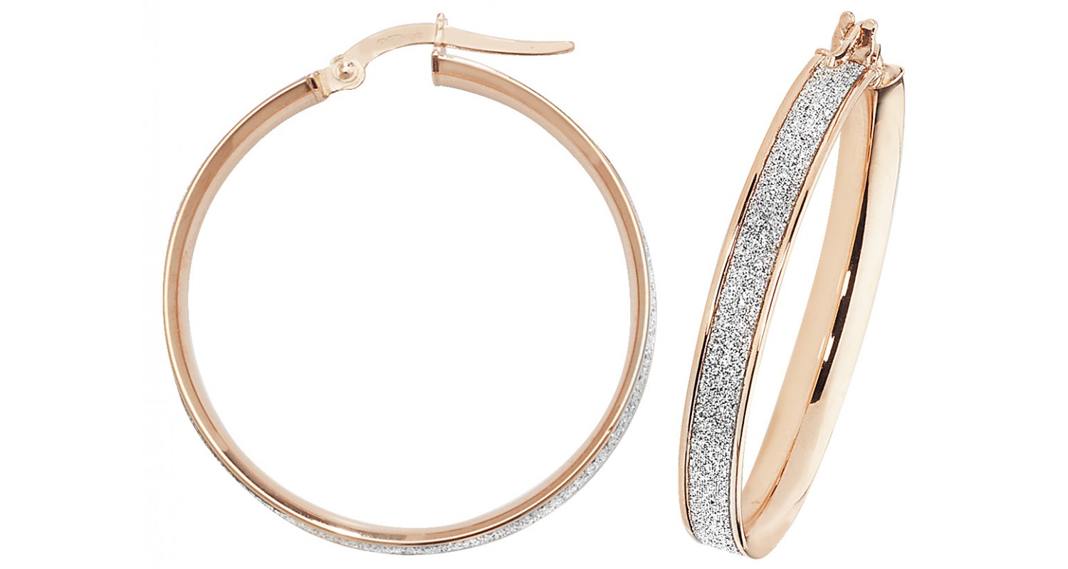 9ct Rose Gold Stardust Sparkle Hoop Earrings