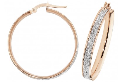 9ct Rose Gold Stardust Sparkle Hoop Earrings