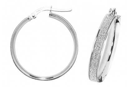 9ct White Gold Stardust Sparkle Hoop Earrings