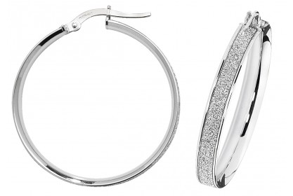 9ct White Gold Stardust Sparkle Hoop Earrings