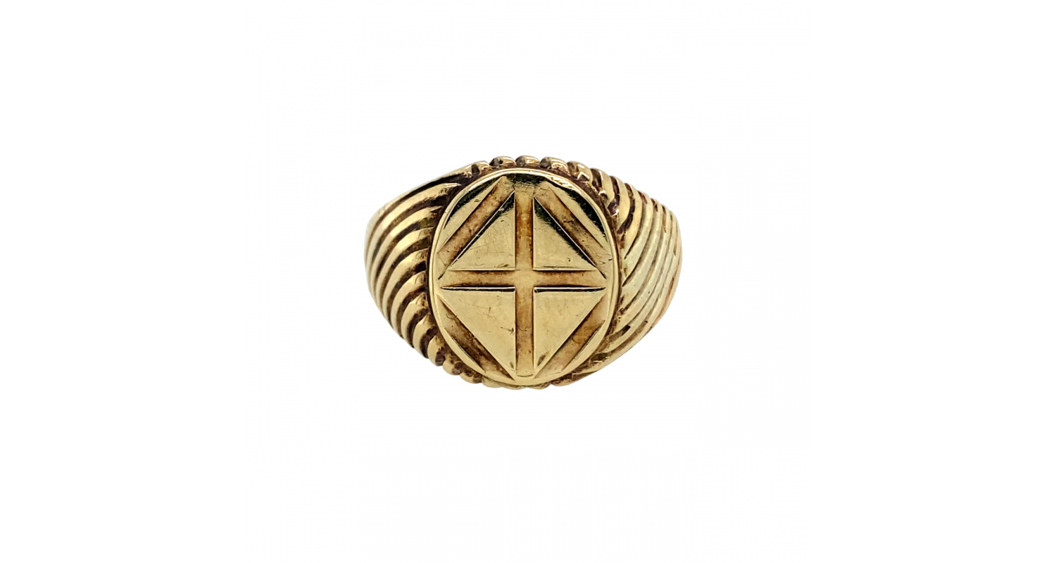 9ct Yellow Gold 1989 Cross Signet Ring