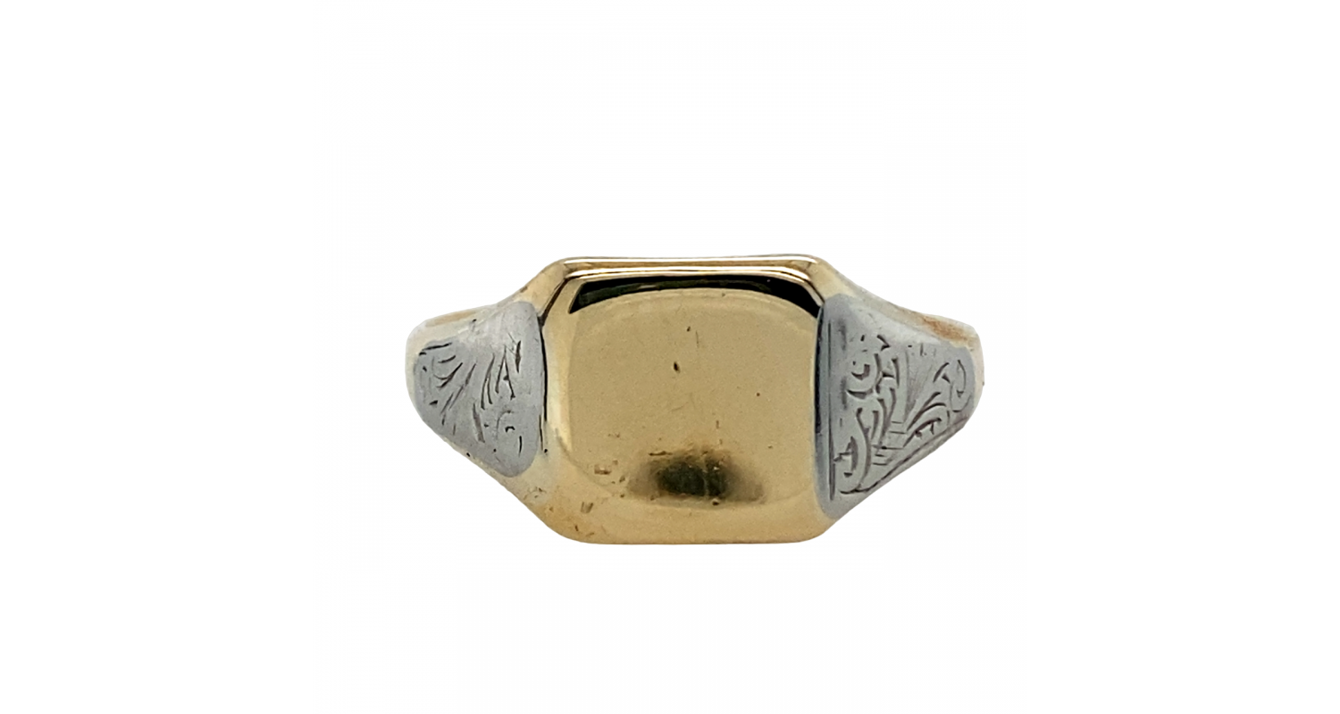 9ct Yellow Gold & Platinum Signet Ring