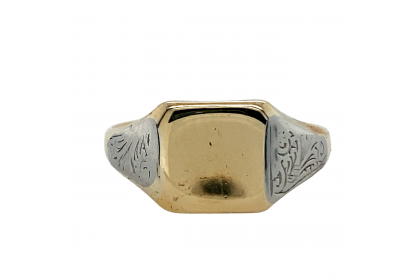 9ct Yellow Gold & Platinum Signet Ring