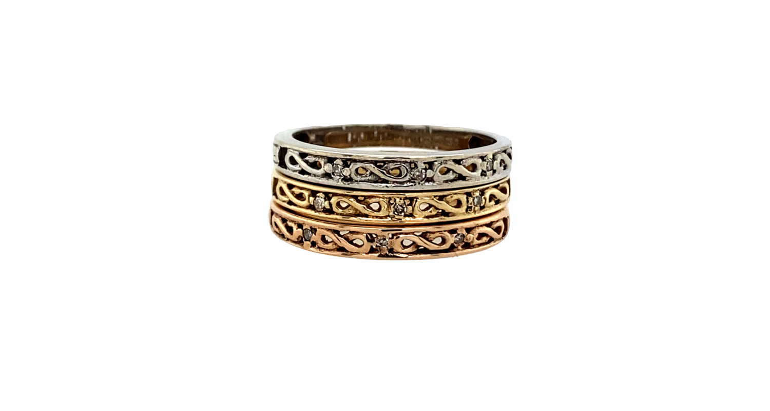 9ct Gold Trilogy Diamond Celtic Ring Set