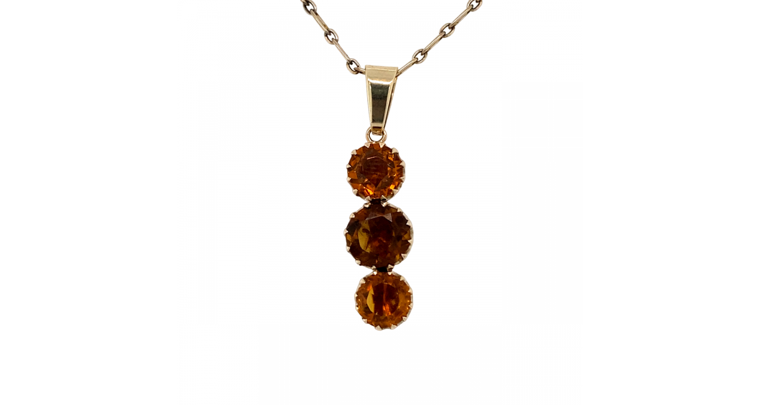 9ct Yellow Gold Citrine Trilogy Necklace