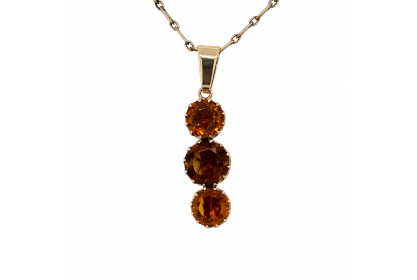 9ct Yellow Gold Citrine Trilogy Necklace