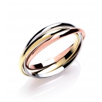 9ct Yellow/White/Rose 2mm Russian Wedding Band