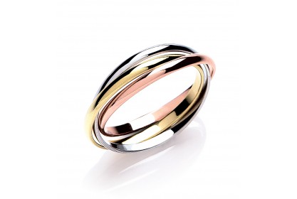 9ct Yellow/White/Rose 2mm Russian Wedding Band