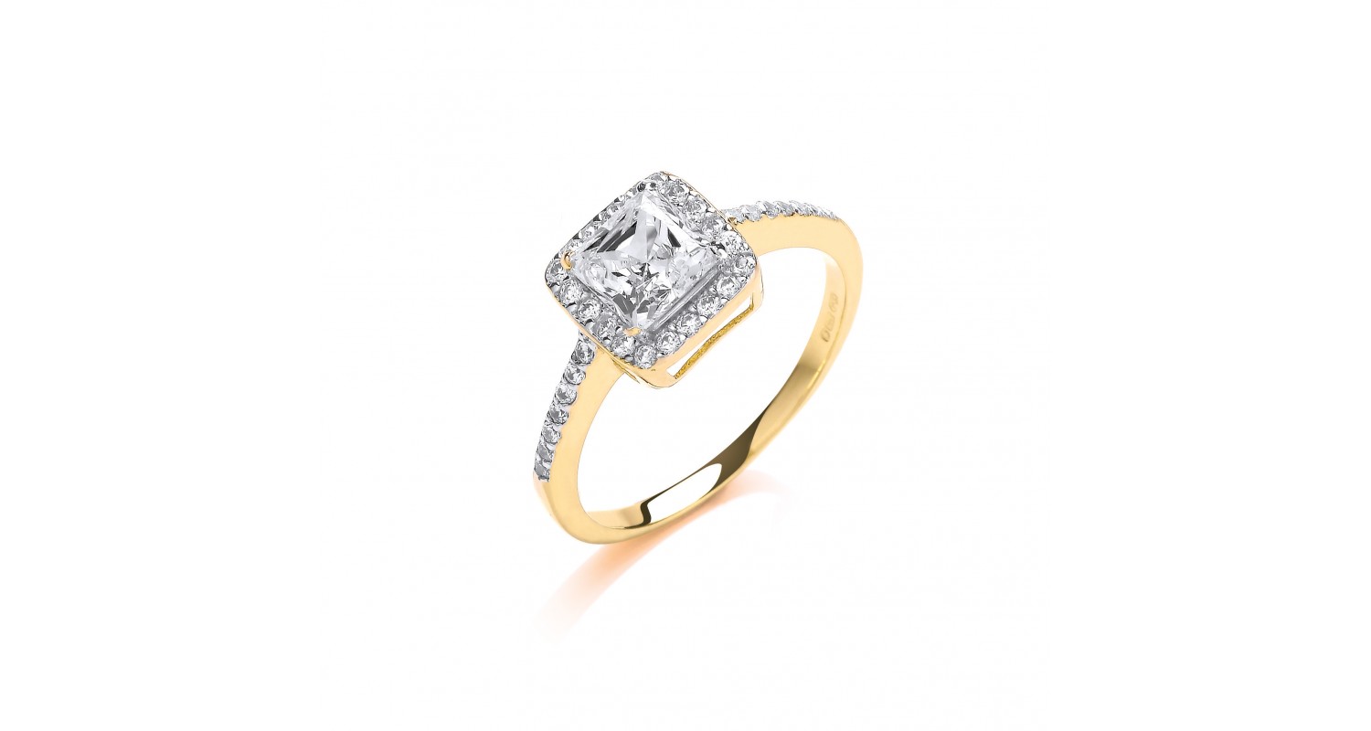 9ct Yellow Gold Princess Cut CZ Ring