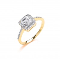 9ct Yellow Gold Princess Cut CZ Ring