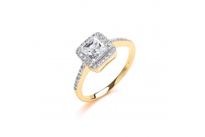 9ct Yellow Gold Princess Cut CZ Ring