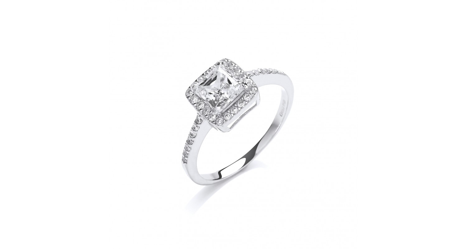 9ct White Gold Princess Cut CZ Ring