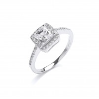 9ct White Gold Princess Cut CZ Ring