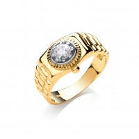 9ct Yellow Gold Rolex Style CZ Ring