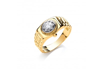 9ct Yellow Gold Rolex Style CZ Ring