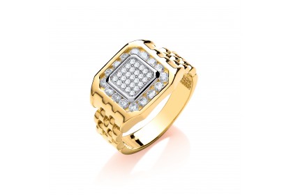 9ct Yellow Gold Panther Link CZ Ring