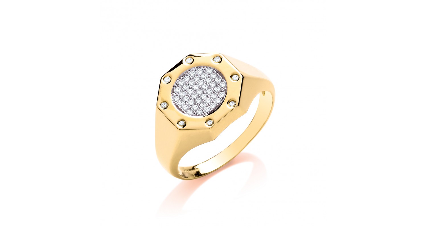 9ct Yellow Gold Octagon CZ Ring