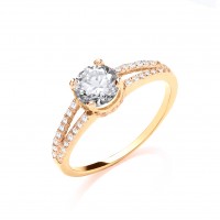 9ct Yellow Gold Crossover CZ Ring