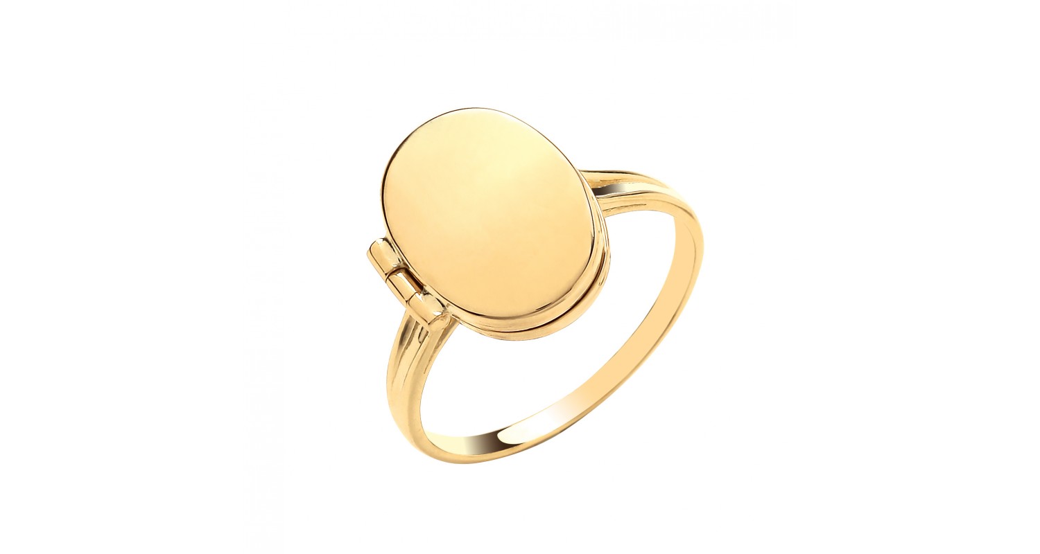 9ct Yellow Gold Oval Plain Locket Ring