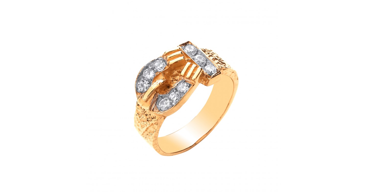 9ct Yellow Gold CZ Buckle Baby/Childs Ring