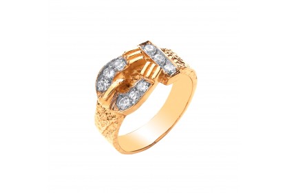 9ct Yellow Gold CZ Buckle Baby/Childs Ring