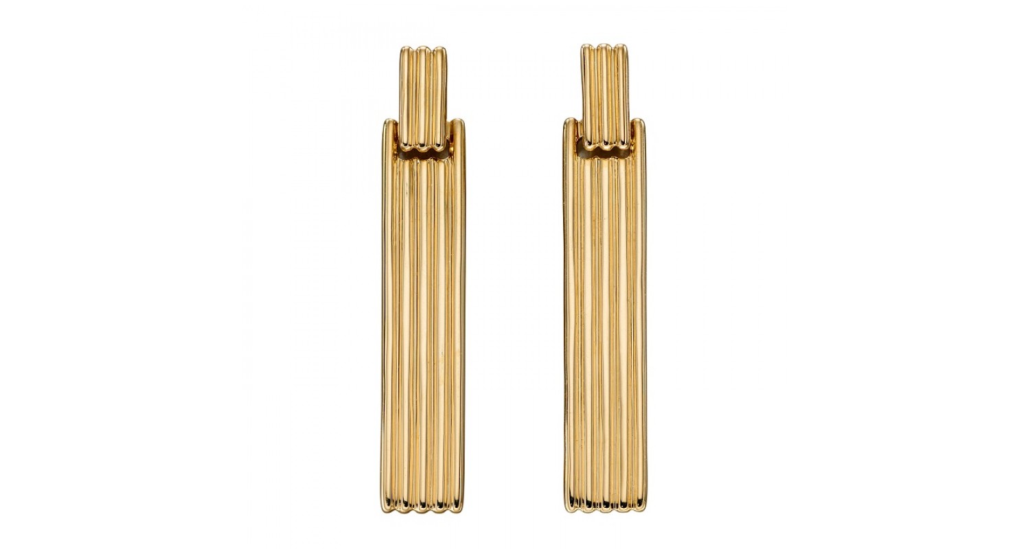 9ct Yellow Gold Long Bar Column Earrings