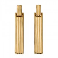 9ct Yellow Gold Long Bar Column Earrings