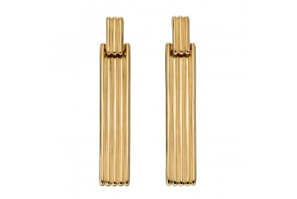 9ct Yellow Gold Long Bar Column Earrings