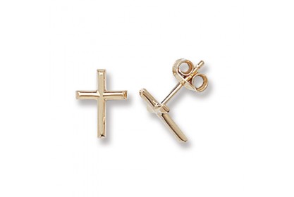 9ct Yellow Gold Cross Stud Earrings