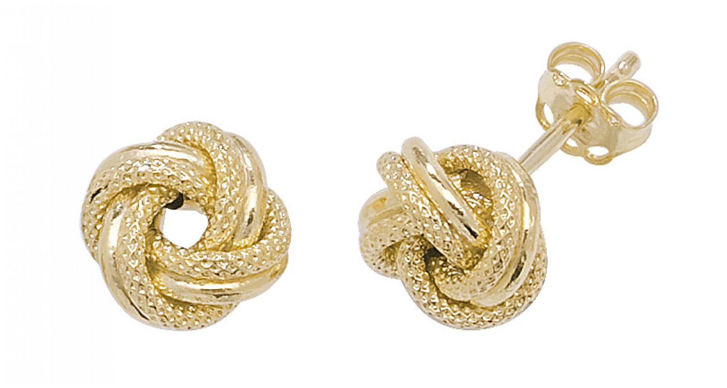 9ct Yellow Gold Double Knot Studs