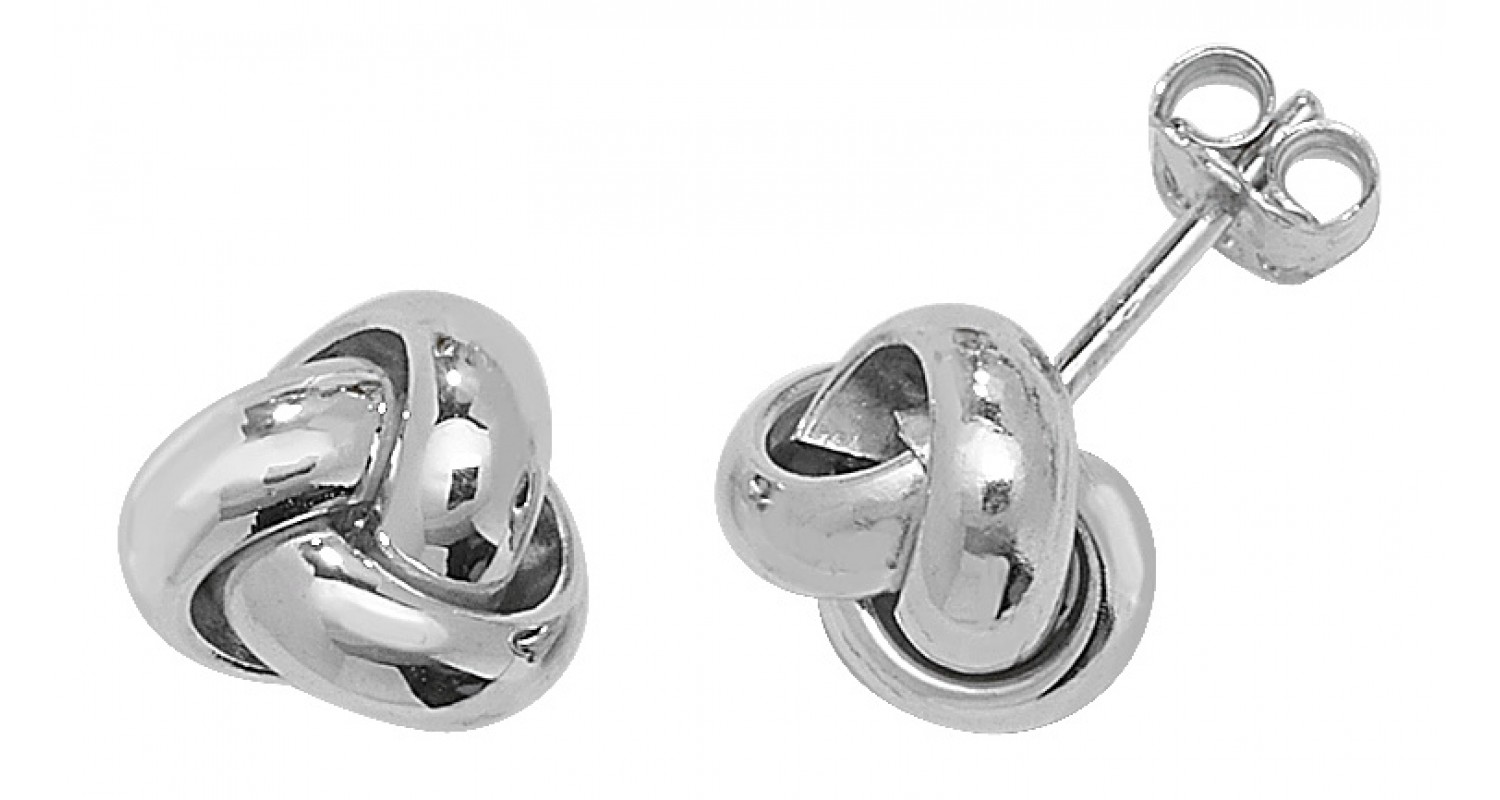 9ct White Gold Knot Stud Earrings