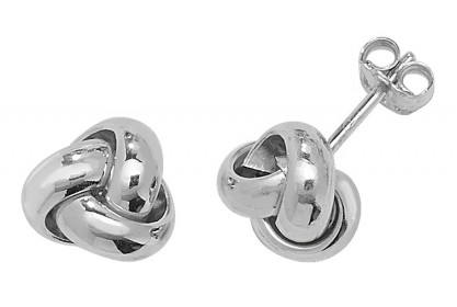 9ct White Gold Knot Stud Earrings