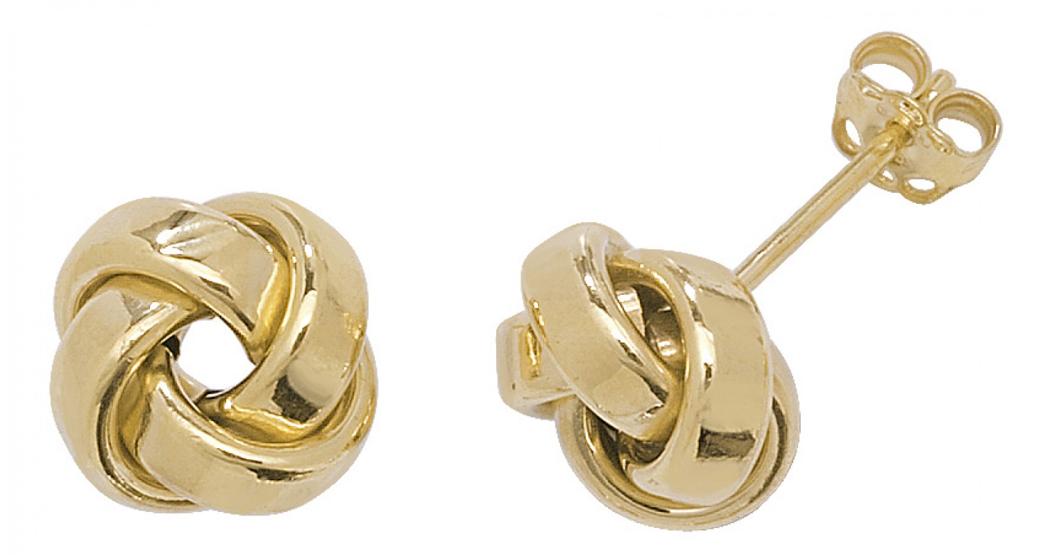 9ct Yellow Gold Double Knot Studs