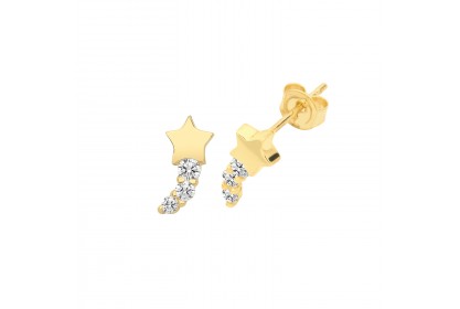 9ct Yellow Gold Shooting Star CZ Studs