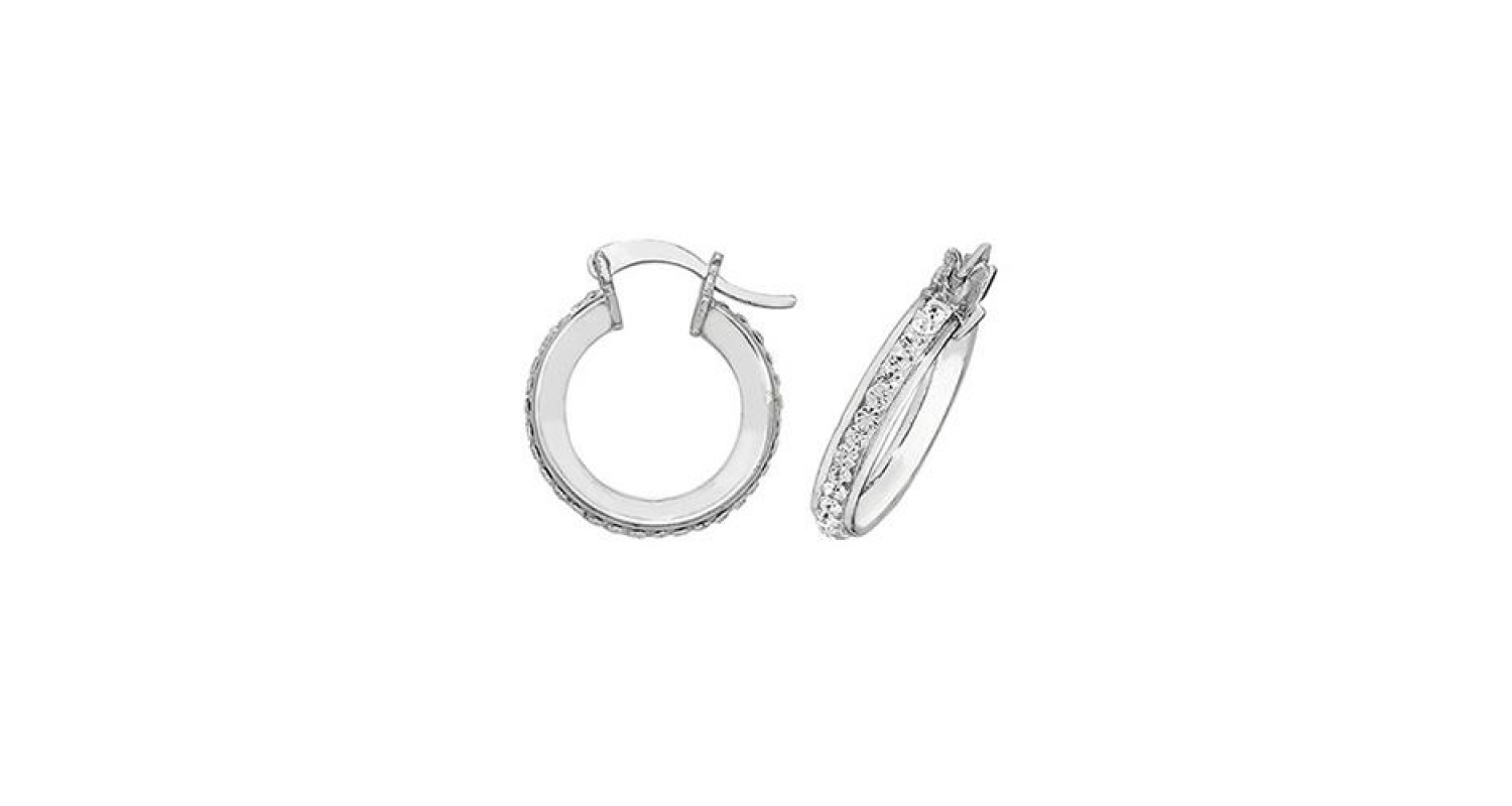 STERLING SILVER 10MM CZ HOOP EARRINGS