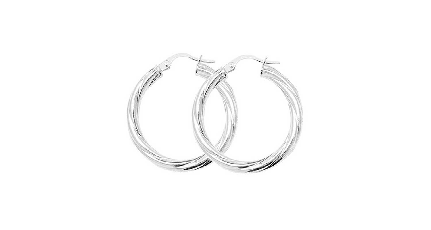 SILVER 20MM TWISTED HOOP EARRINGS