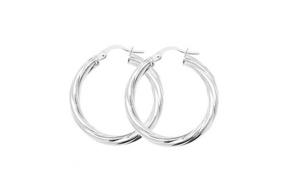 SILVER 20MM TWISTED HOOP EARRINGS