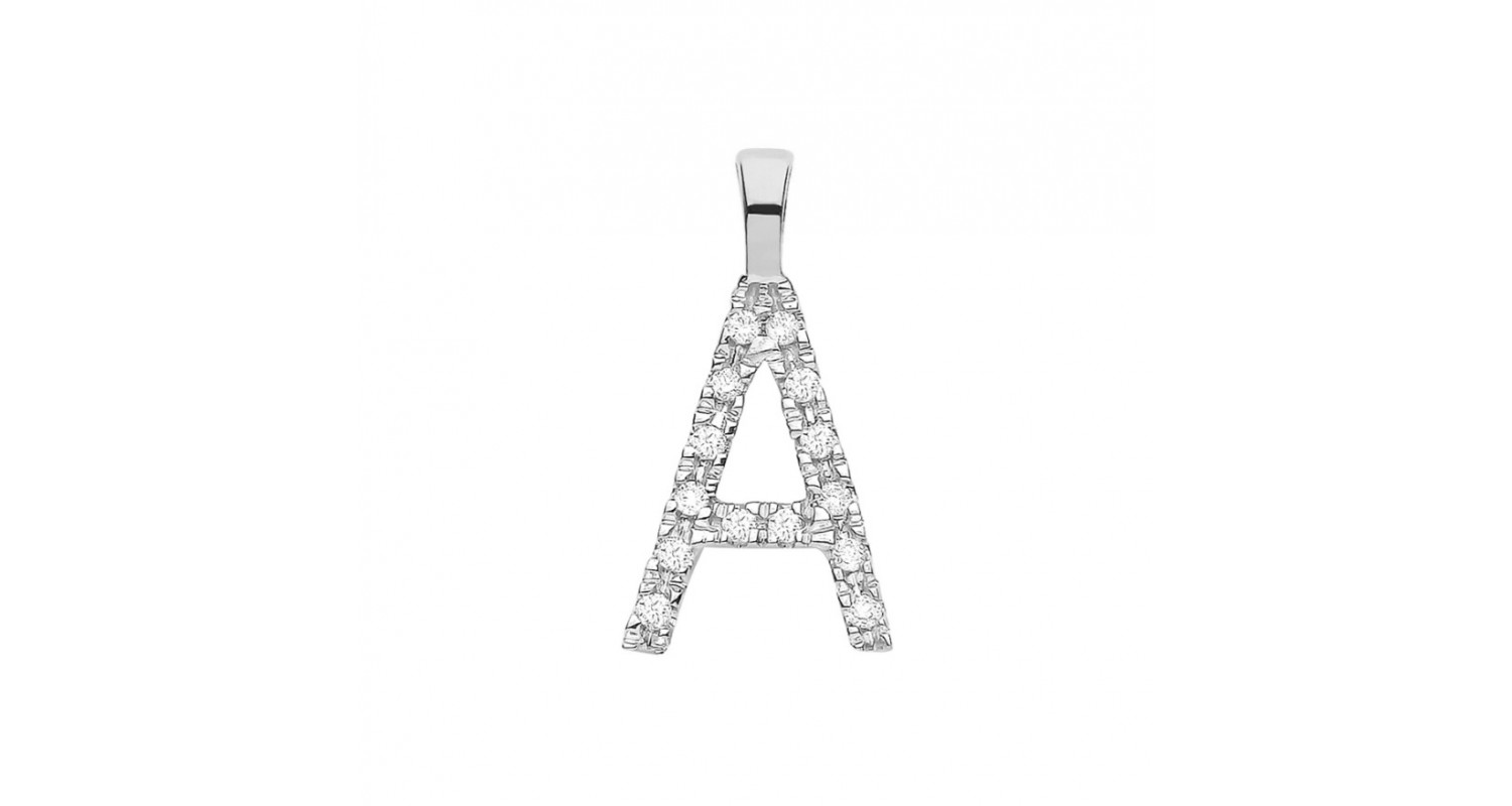 9ct White Gold 0.05ct Diamond A Initial