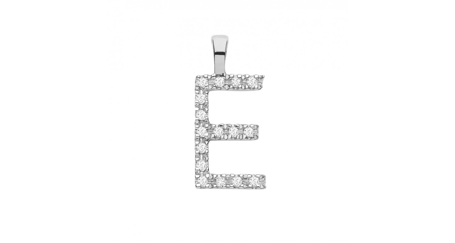 9ct White Gold 0.05ct Diamond E Initial