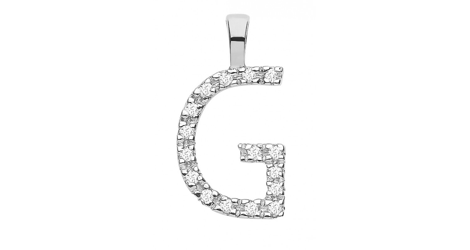 9ct White Gold 0.05ct Diamond G Initial