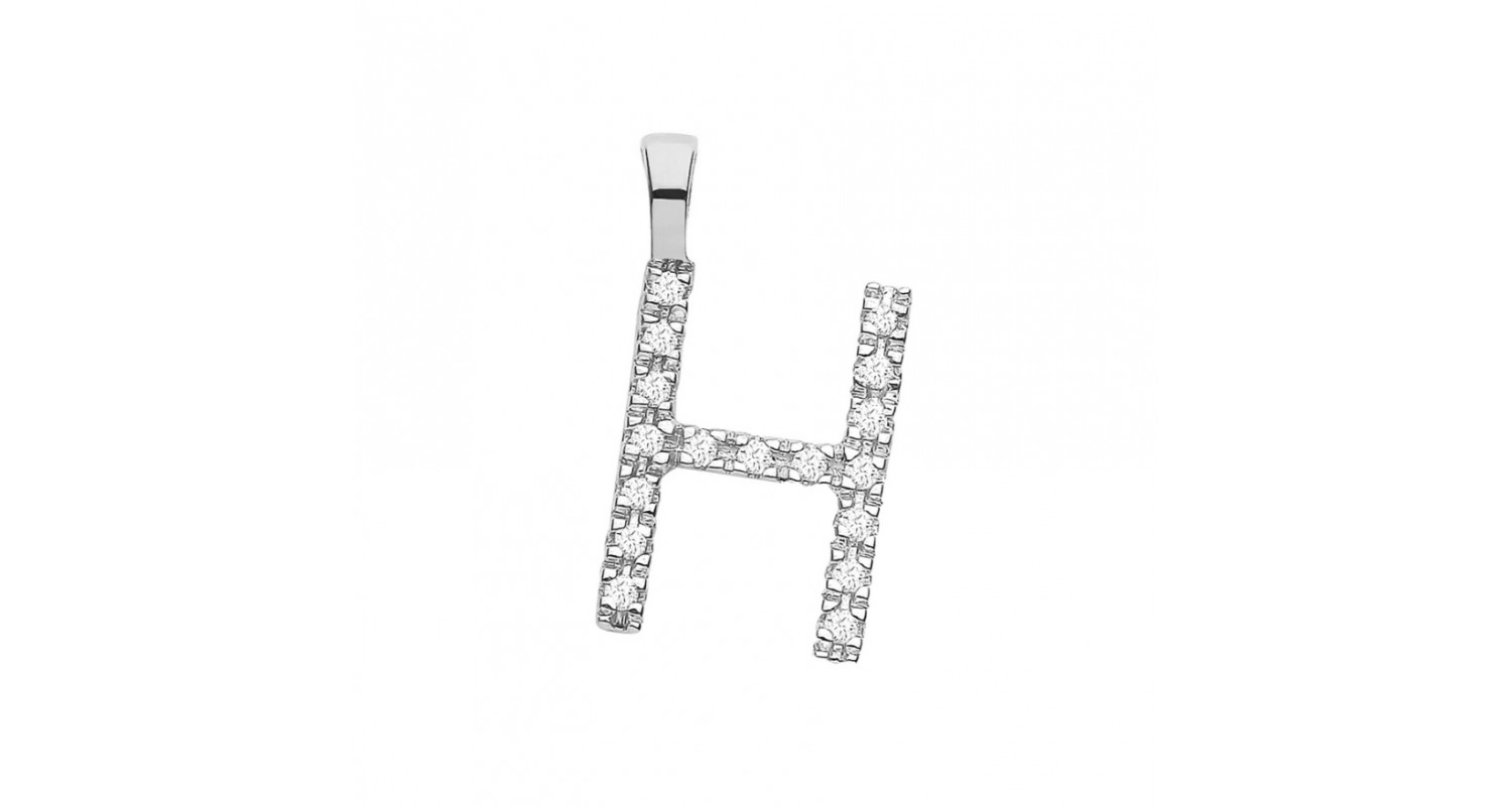 9ct White Gold 0.05ct Diamond H Initial