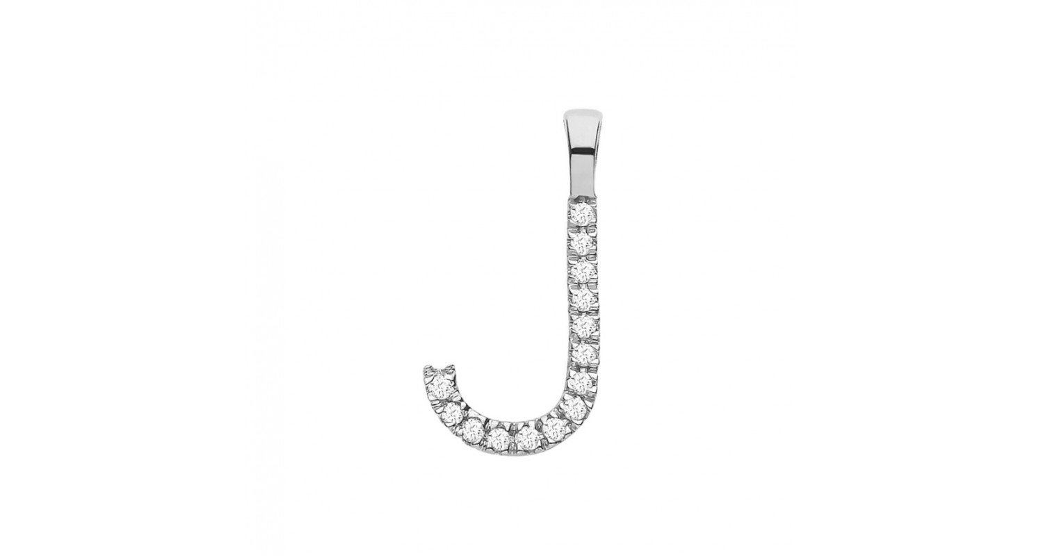 9ct White Gold 0.05ct Diamond J Initial